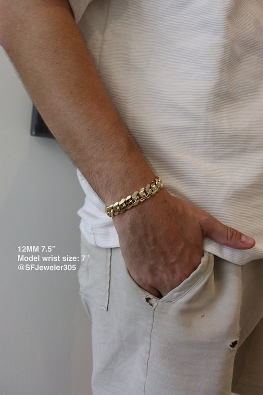 12MM Miami Cuban Link Bracelet – Premium 14k Gold Over .999 Silver