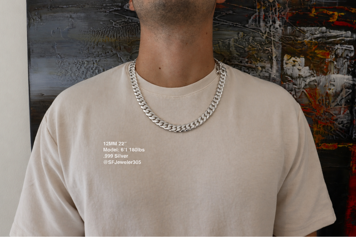 12MM Miami Cuban Link Chain – Premium 999 Silver