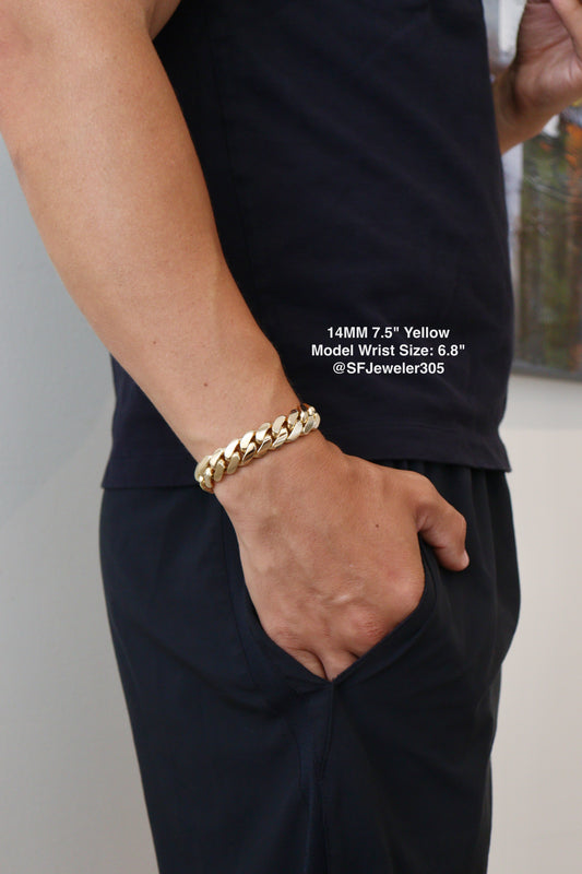 14MM Miami Cuban Link Bracelet – Premium 14k Gold Over .999 Silver