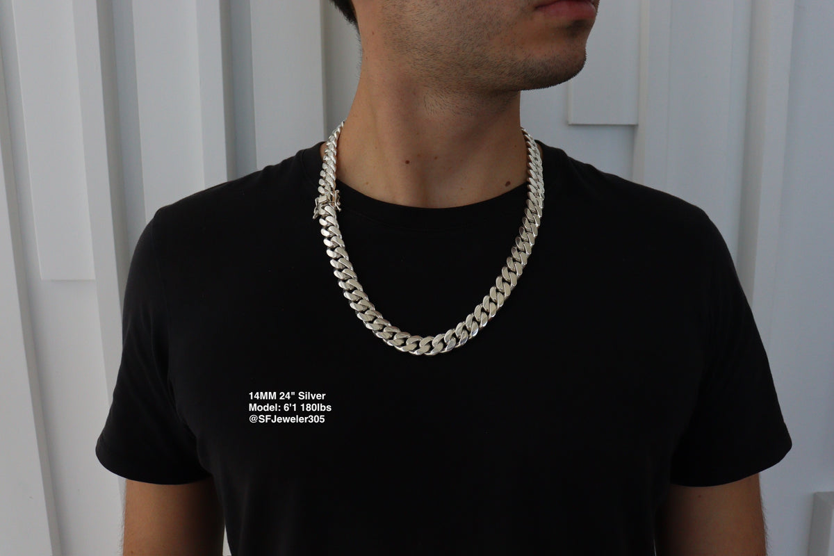 14MM Miami Cuban Link Chain – Premium 999 Silver