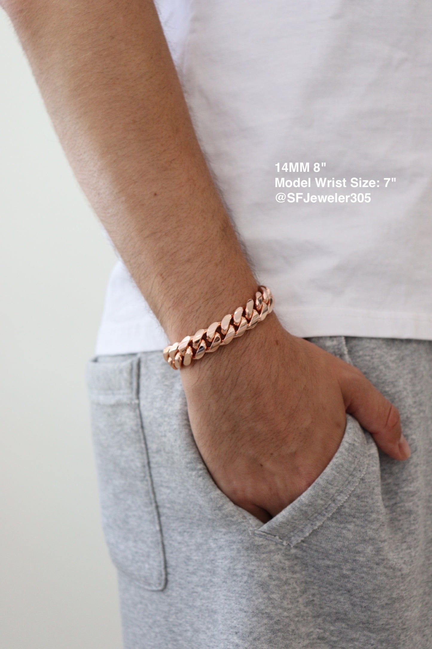 14MM Miami Cuban Link Bracelet – Premium 14k Gold Over .999 Silver