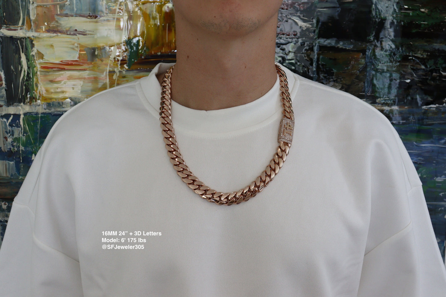 16MM Miami Cuban Link Chain – Premium 14k Gold Over .999 Silver + VVS1 Moissanite Stones Lock