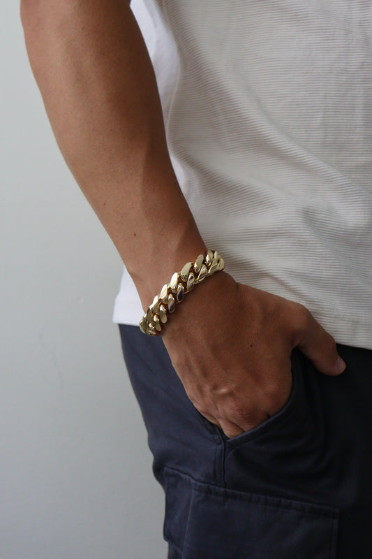 16MM Miami Cuban Link Bracelet – Premium 14k Gold Over .999 Silver