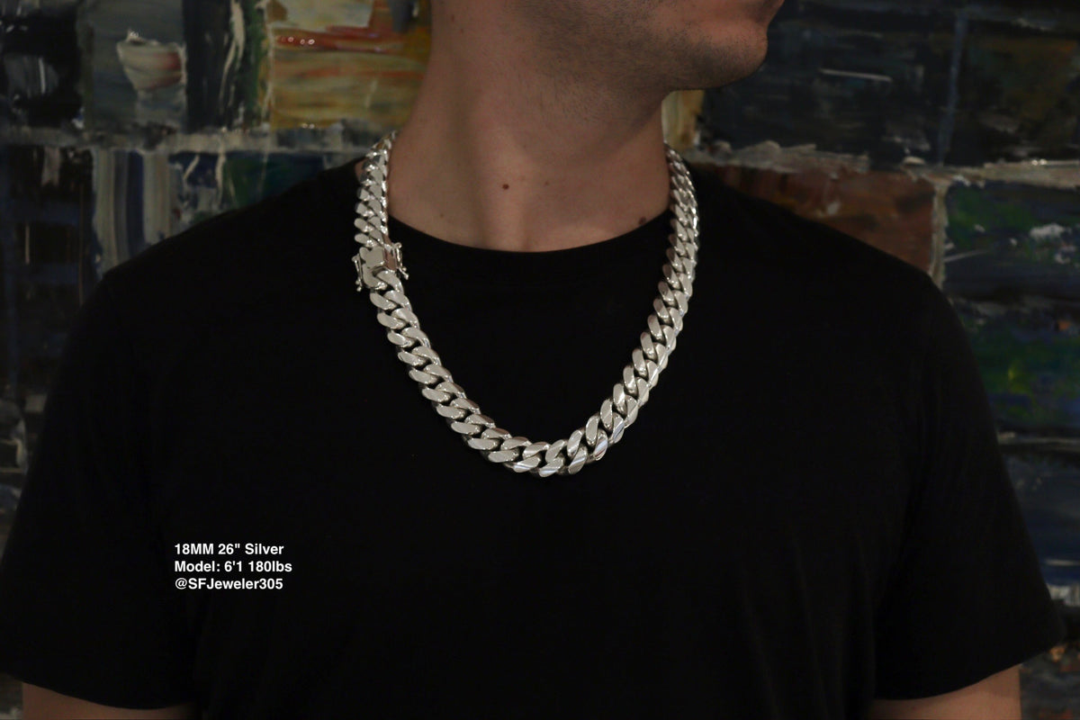 18MM Miami Cuban Link Chain – Premium .999 Silver