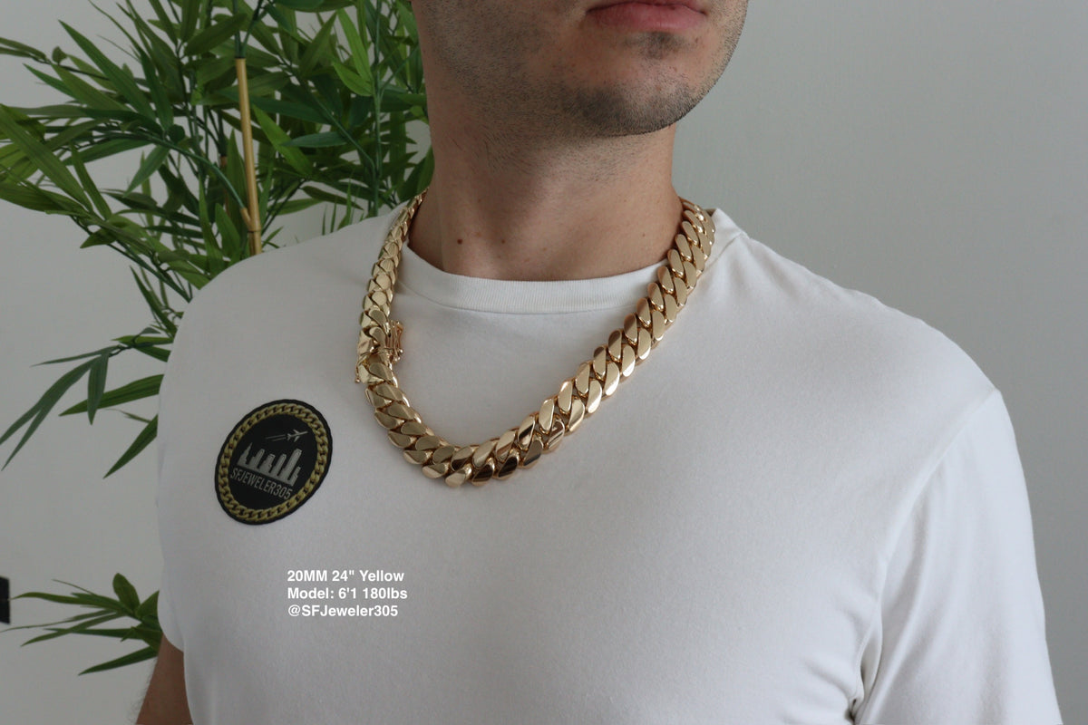 20MM Miami Cuban Link Chain – Premium 14k Gold Over .999 Silver