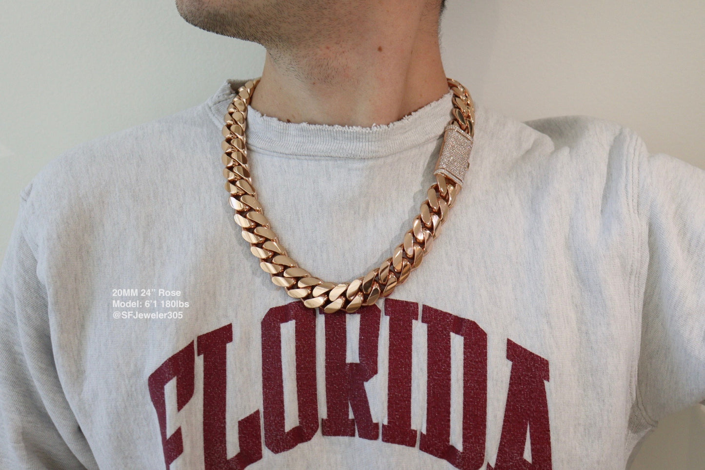20MM Cuban Link Chain + VVS1 Moissanite Lock