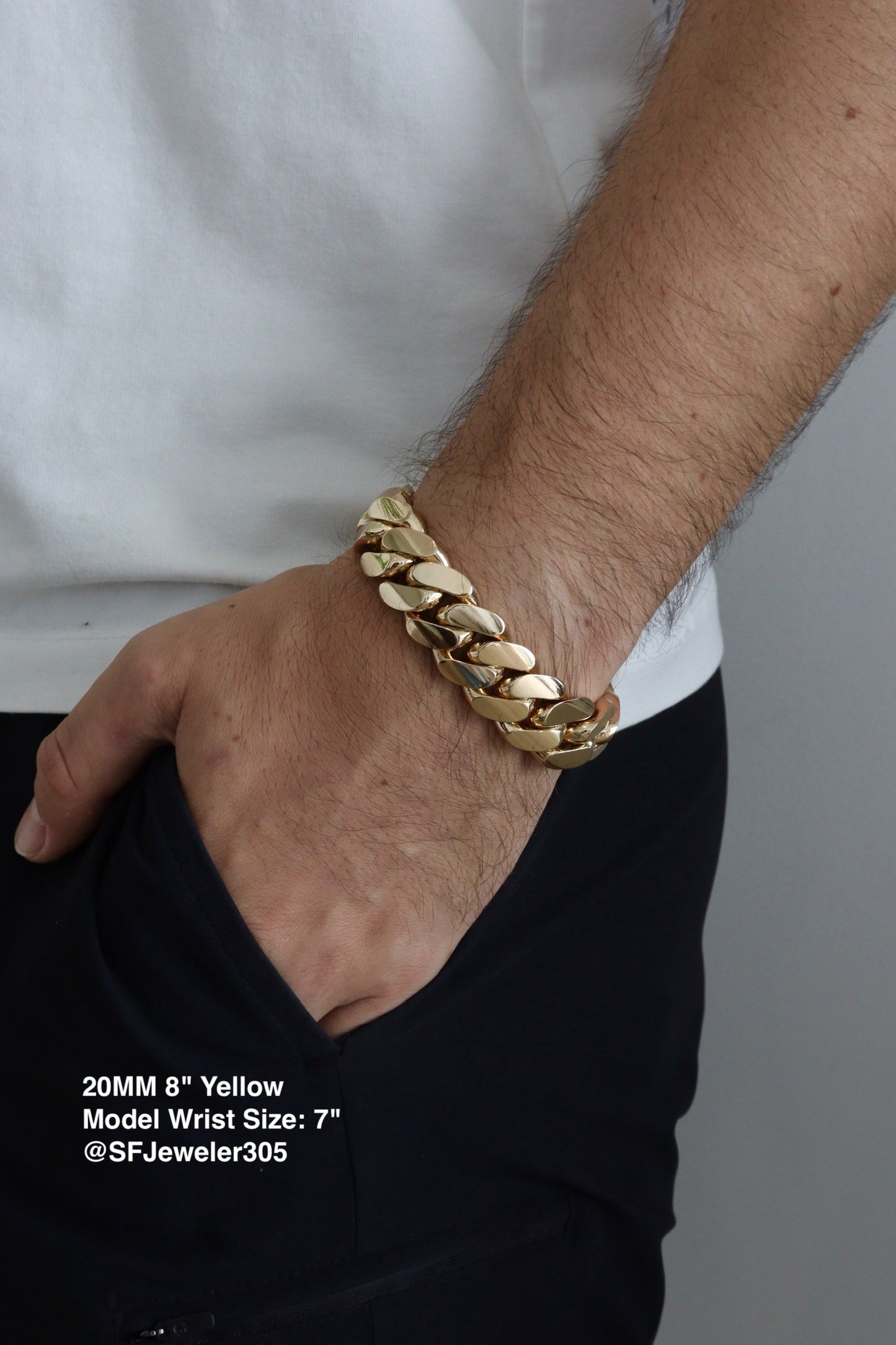 20MM Miami Cuban Link Bracelet – Premium 14k Gold Over .999 Silver