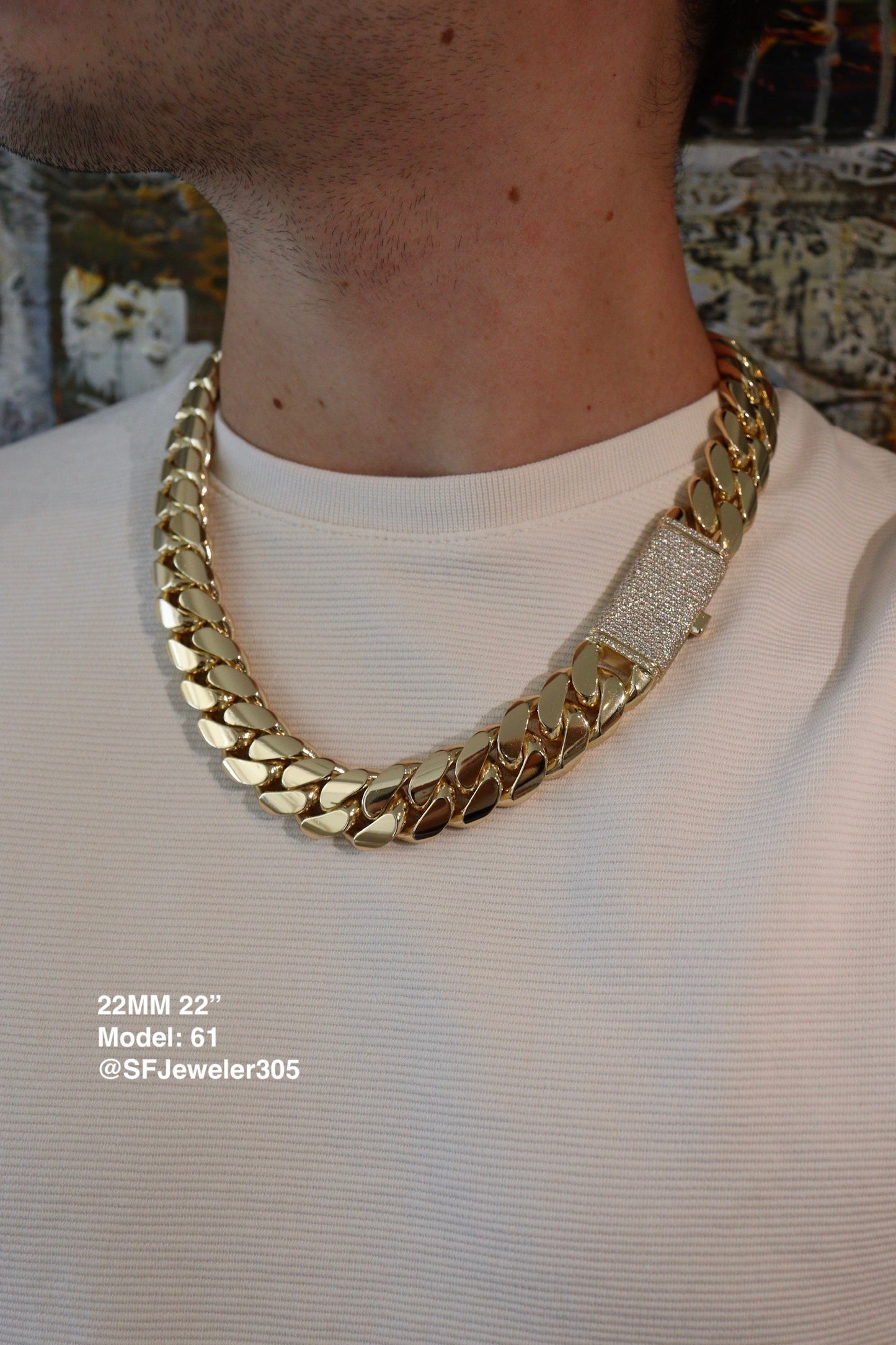 22MM Miami Cuban Link Chain – Premium 14k Gold Over .999 Silver + VVS1 Moissanite Stones Lock