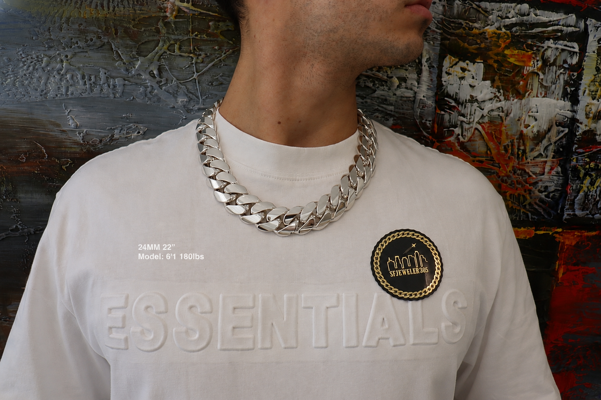 24MM Miami Cuban Link Chain – Premium .999 Silver