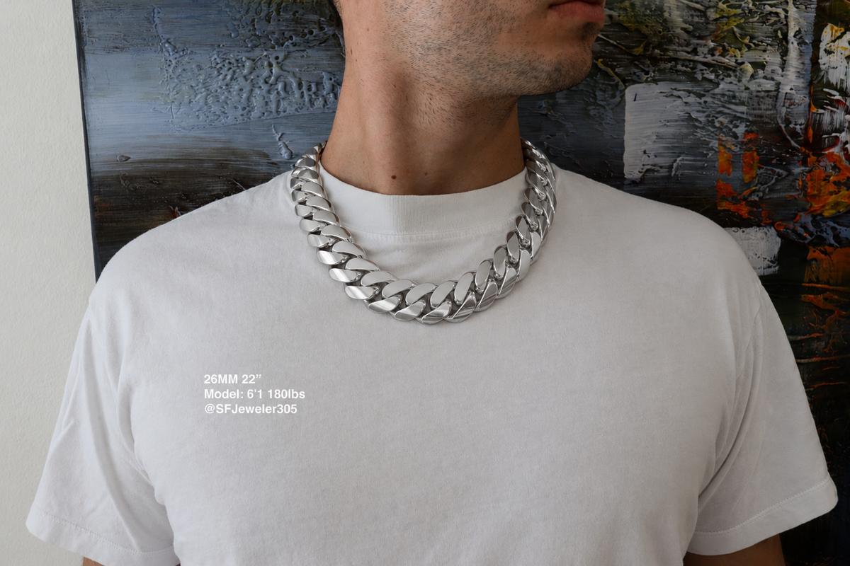 26MM Miami Cuban Link Chain – Premium .999 Silver