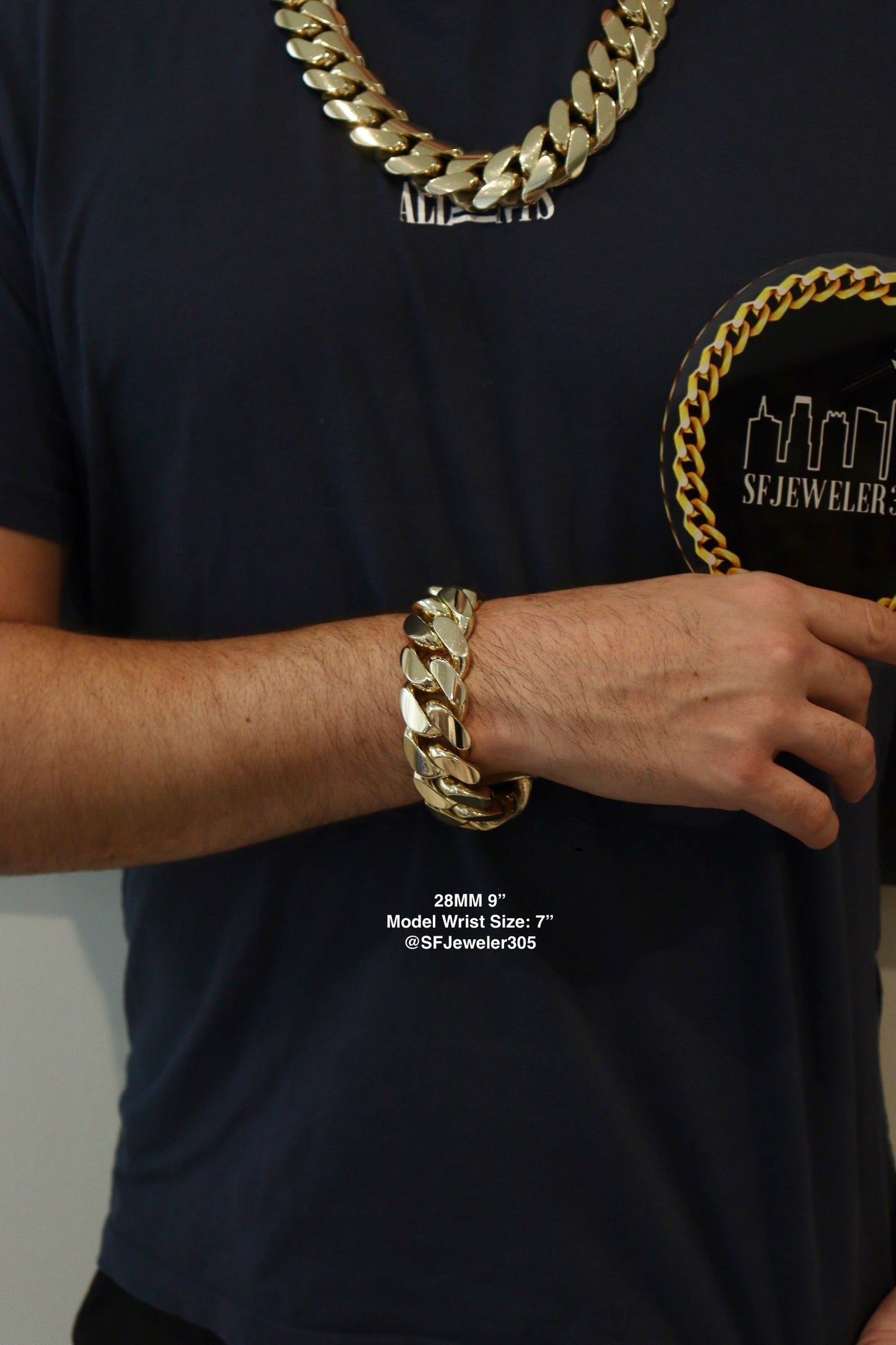 28MM Miami Cuban Link Bracelet – Premium 14k Gold Over .999 Silver