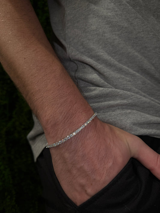 3MM 7.5” Tennis Bracelet 14K White Gold Over Silver (VVS1 Moissanite Stones)