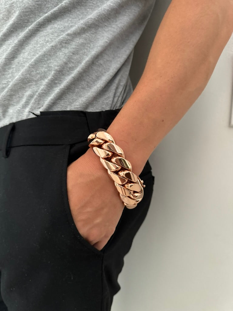 28MM Miami Cuban Link Bracelet – Premium 14k Gold Over .999 Silver