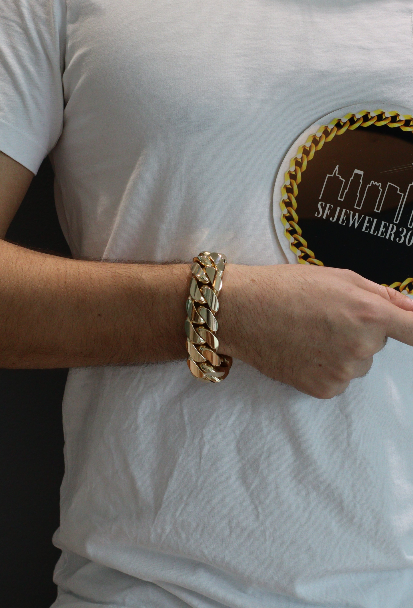 24MM Miami Cuban Link Bracelet – Premium 14k Gold Over .999 Silver