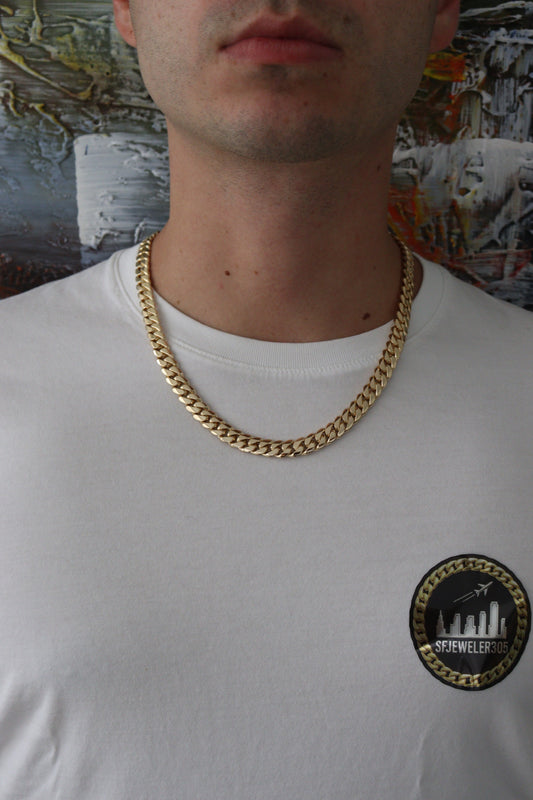 10MM Miami Cuban Link Chain – Premium 14k Gold Over .999 Silver