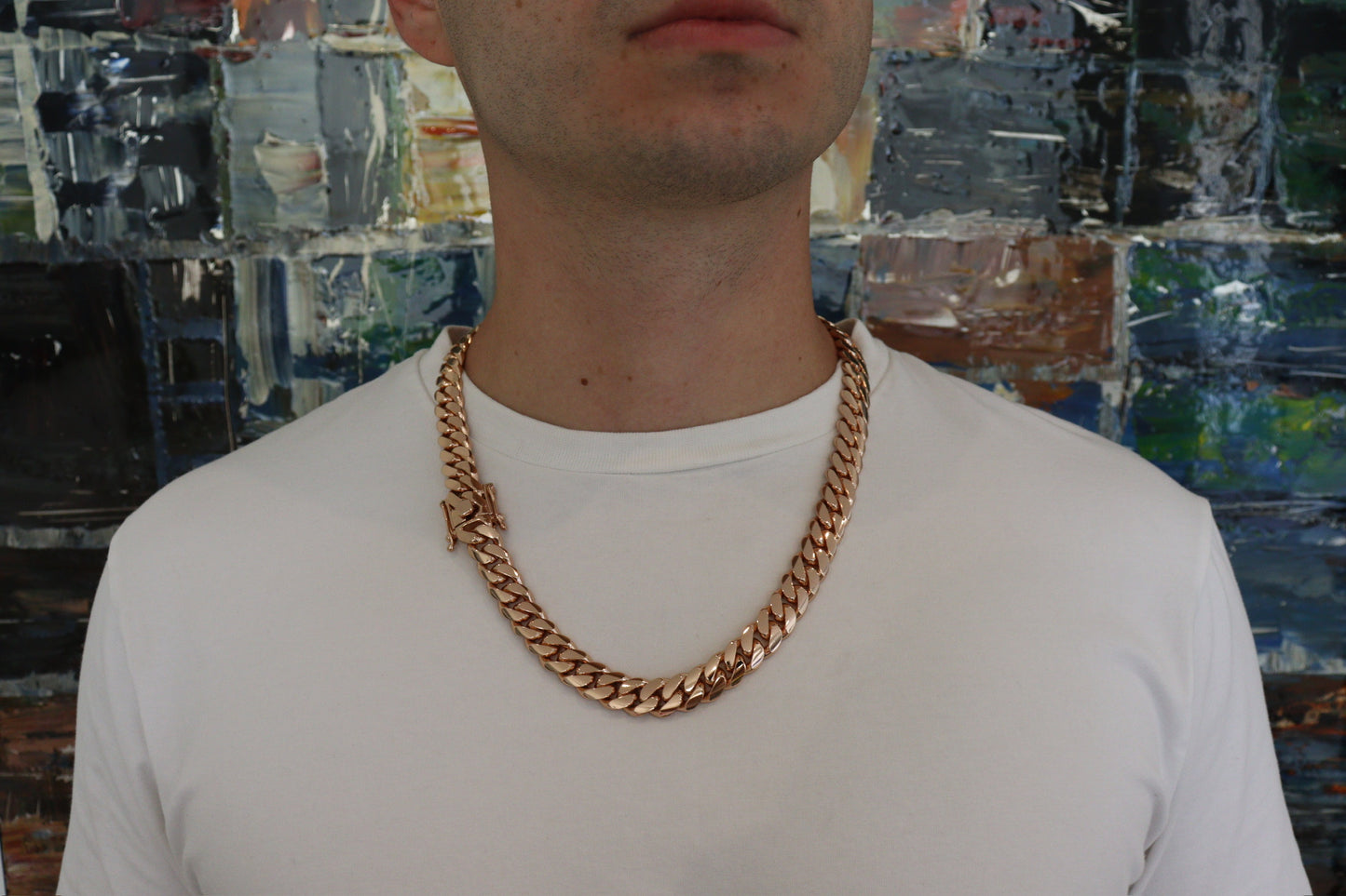 14MM 24" Chain 14K Rose Gold Over .999 Silver - 265 Grams - Inventory