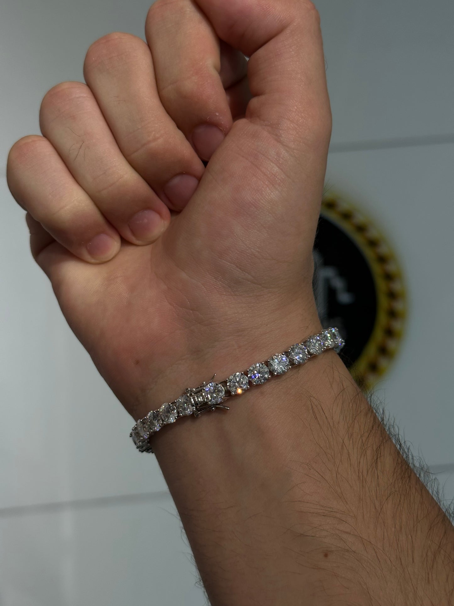 6MM Tennis Bracelet 14K White Gold Over Silver (VVS1 Moissanite Stones)