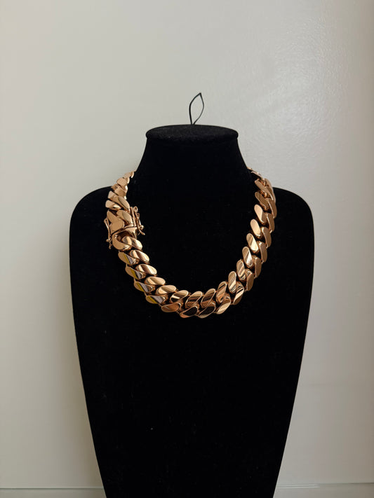 26MM 21” Chain 14K Rose Gold Over .999 Silver - 752 Grams - Inventory