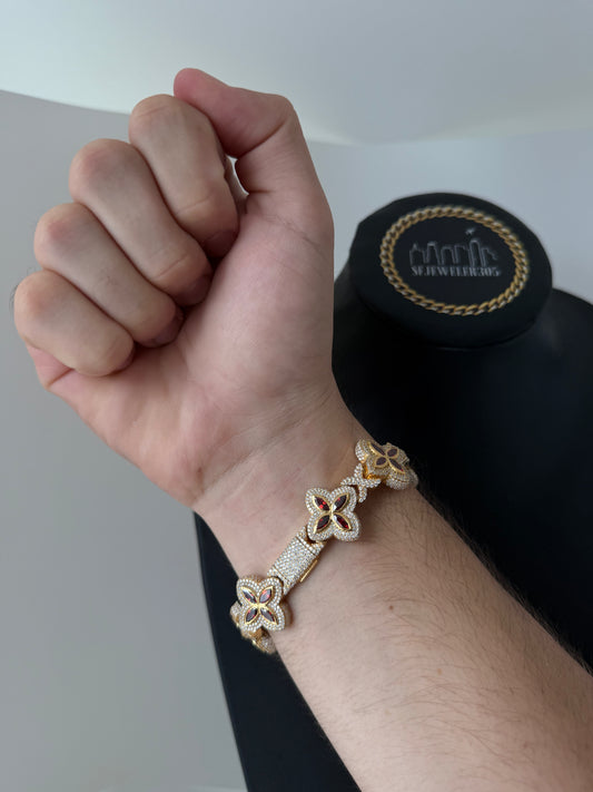 Diamond Clover Yellow/ Ruby Red (VVS1 Moissanite)