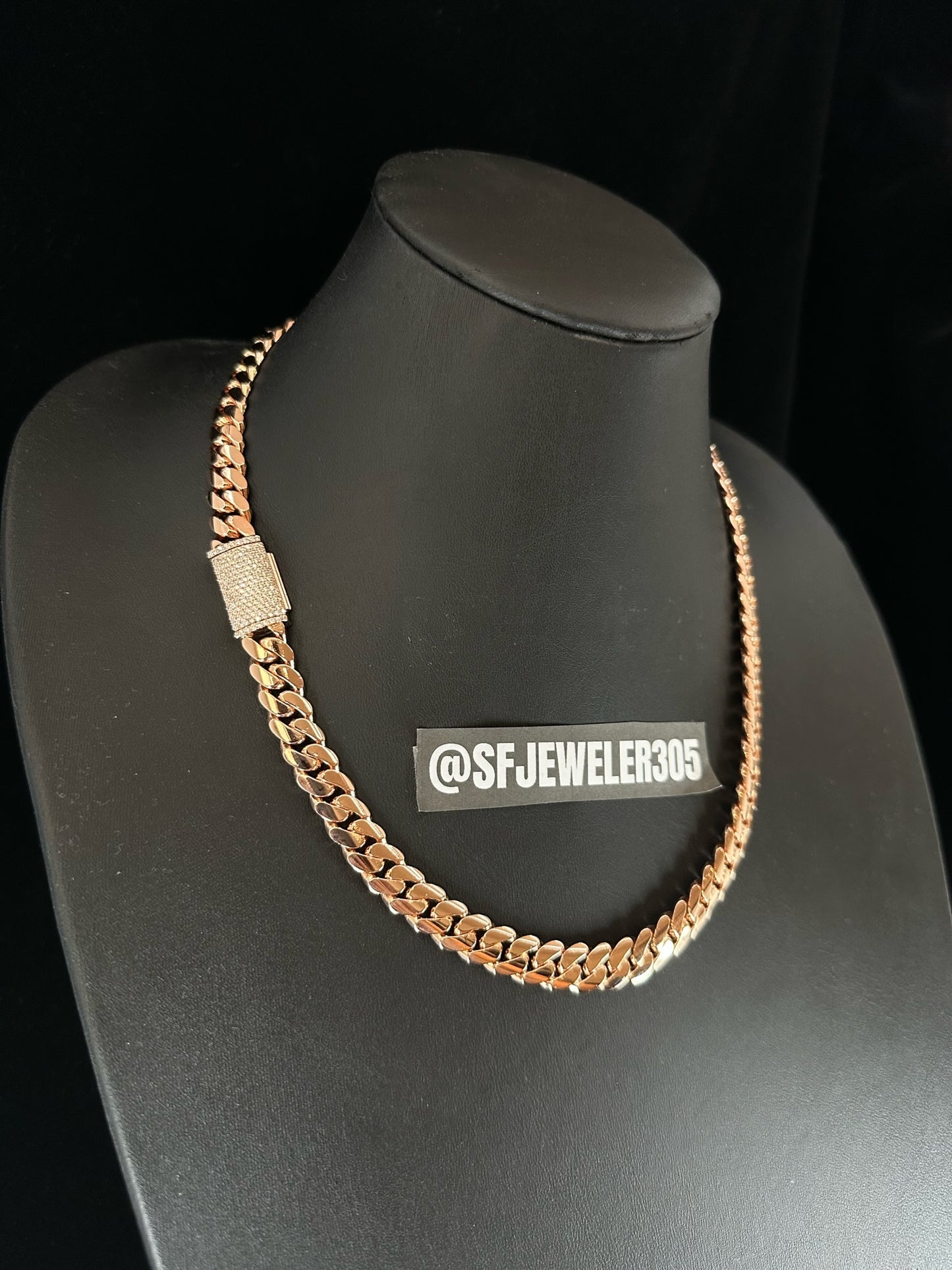 10MM Miami Cuban Link Chain – Premium 14k Gold Over .999 Silver + VVS1 Moissanite Stones Lock