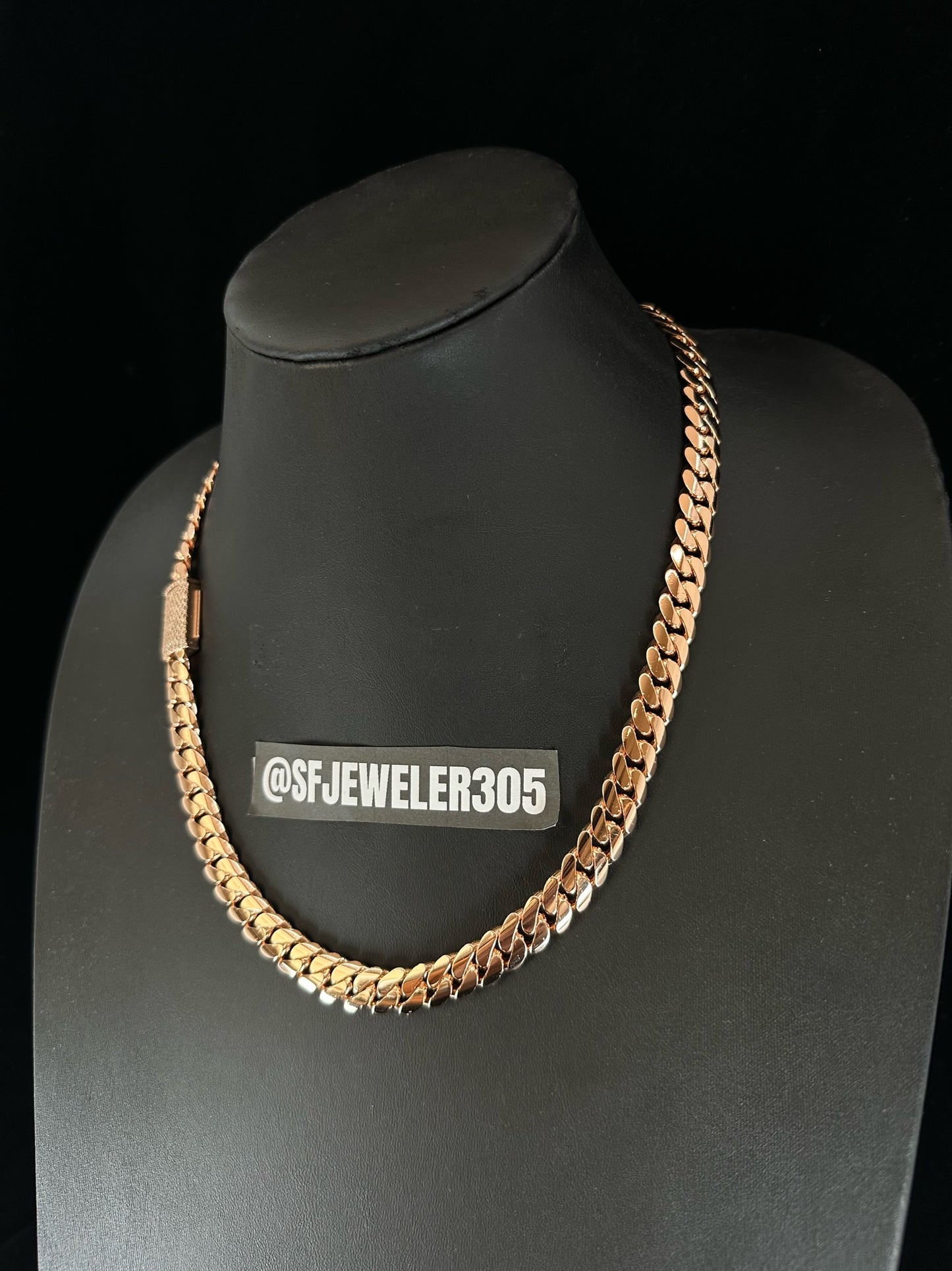10MM Miami Cuban Link Chain – Premium 14k Gold Over .999 Silver + VVS1 Moissanite Stones Lock