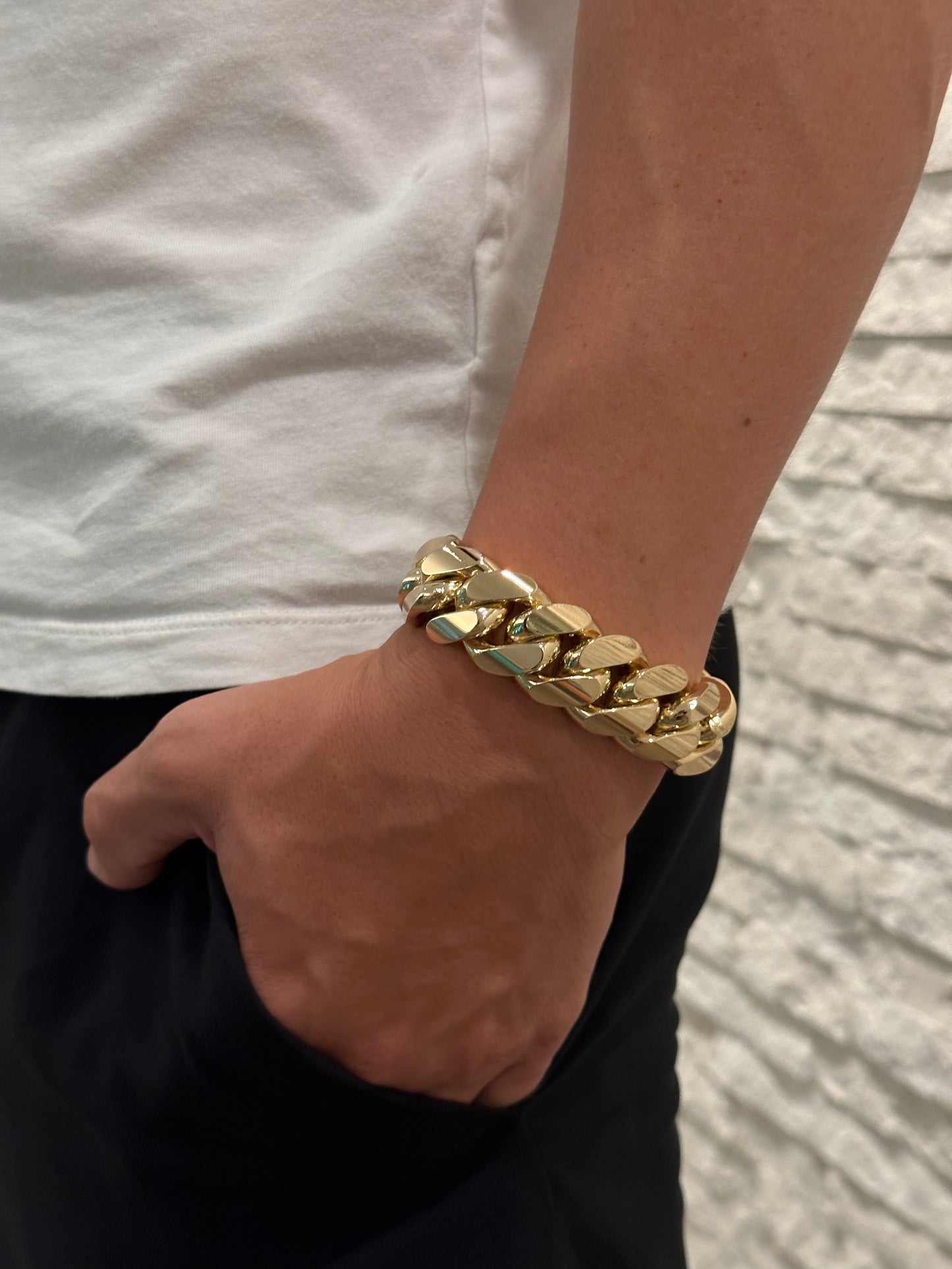 22MM Miami Cuban Link Bracelet – Premium 14k Gold Over .999 Silver