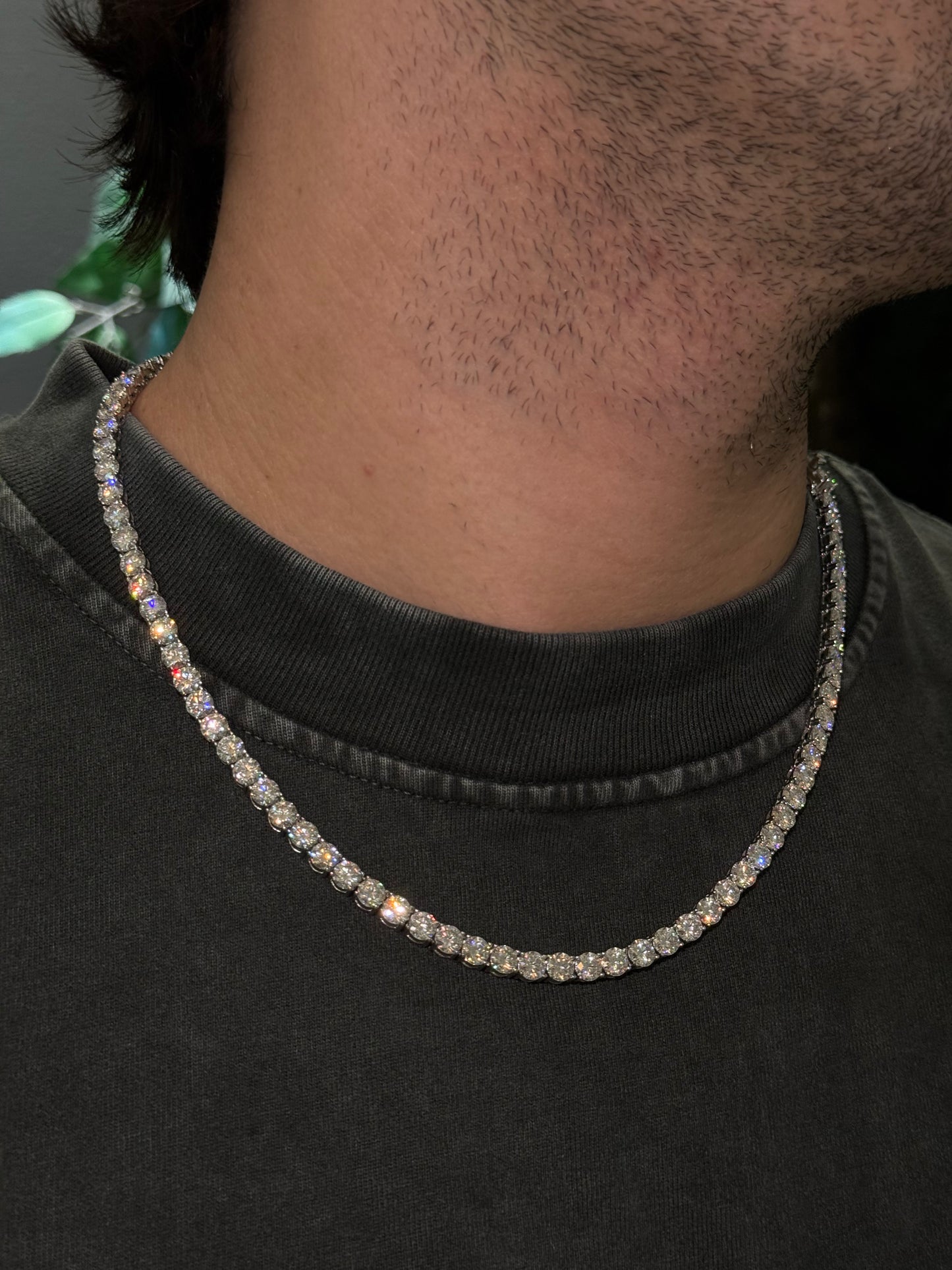 6MM 14K White Gold Over Silver Tennis Chain