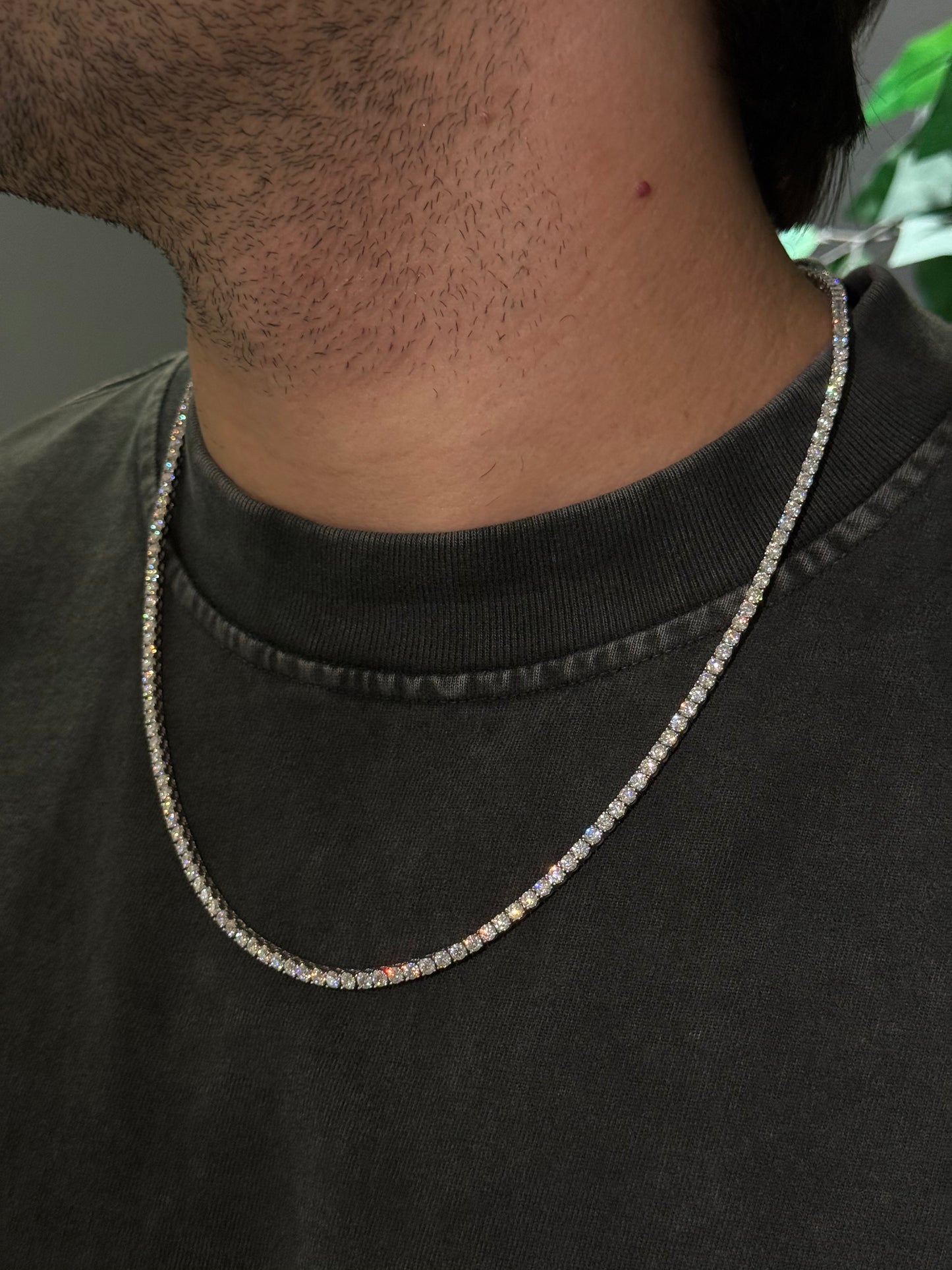 3MM 14K White Gold Over Silver Tennis Chain