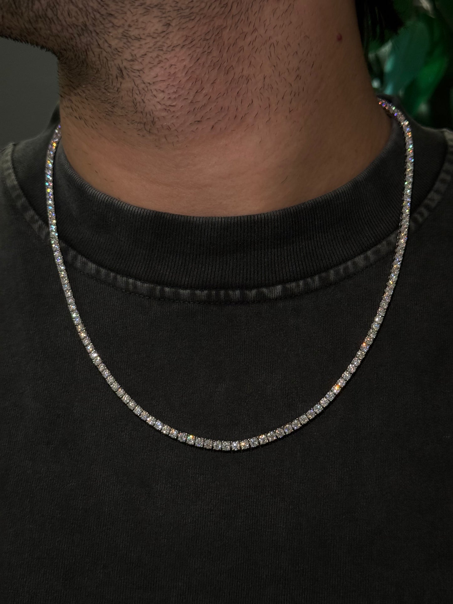 3MM 14K White Gold Over Silver Tennis Chain