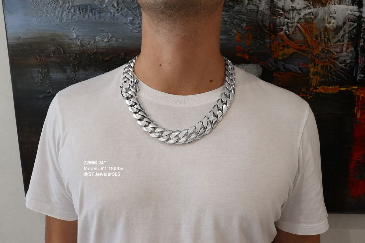 22MM Miami Cuban Link Chain – Premium .999 Silver