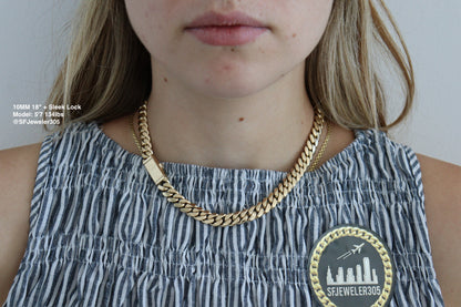 10MM Miami Cuban Link Chain – Premium 14k Gold Over .999 Silver + Sleek Lock
