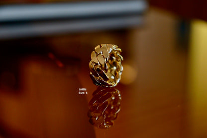 Handmade Cuban Link Ring - 14K Gold Over .999 Silver