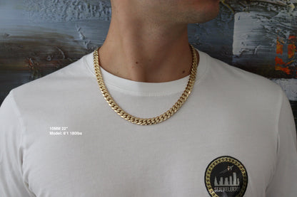10MM Miami Cuban Link Chain – Premium 14k Gold Over .999 Silver