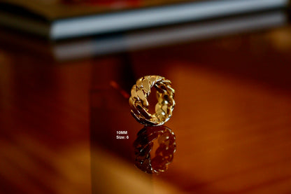 Handmade Cuban Link Ring - 14K Gold Over .999 Silver