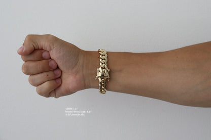 12MM Miami Cuban Link Bracelet – Premium 14k Gold Over .999 Silver