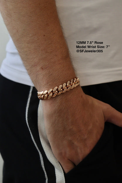 12MM Miami Cuban Link Bracelet – Premium 14k Gold Over .999 Silver