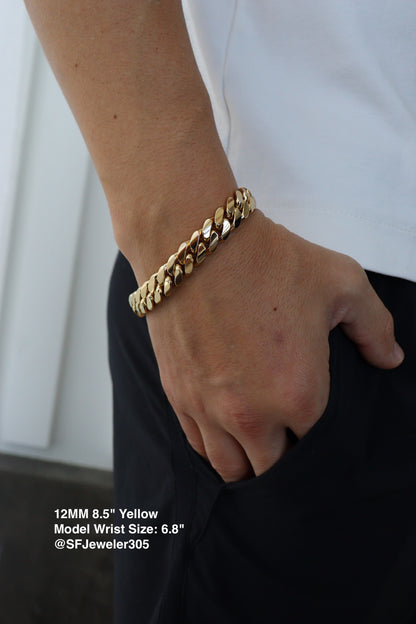 12MM Miami Cuban Link Bracelet – Premium 14k Gold Over .999 Silver