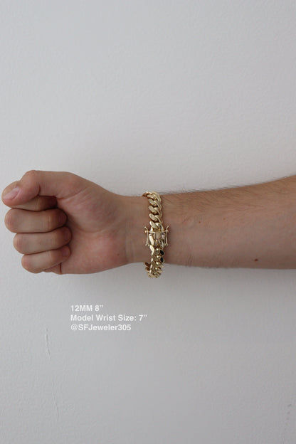 12MM Miami Cuban Link Bracelet – Premium 14k Gold Over .999 Silver