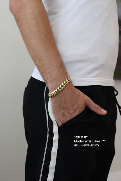 12MM Miami Cuban Link Bracelet – Premium 14k Gold Over .999 Silver