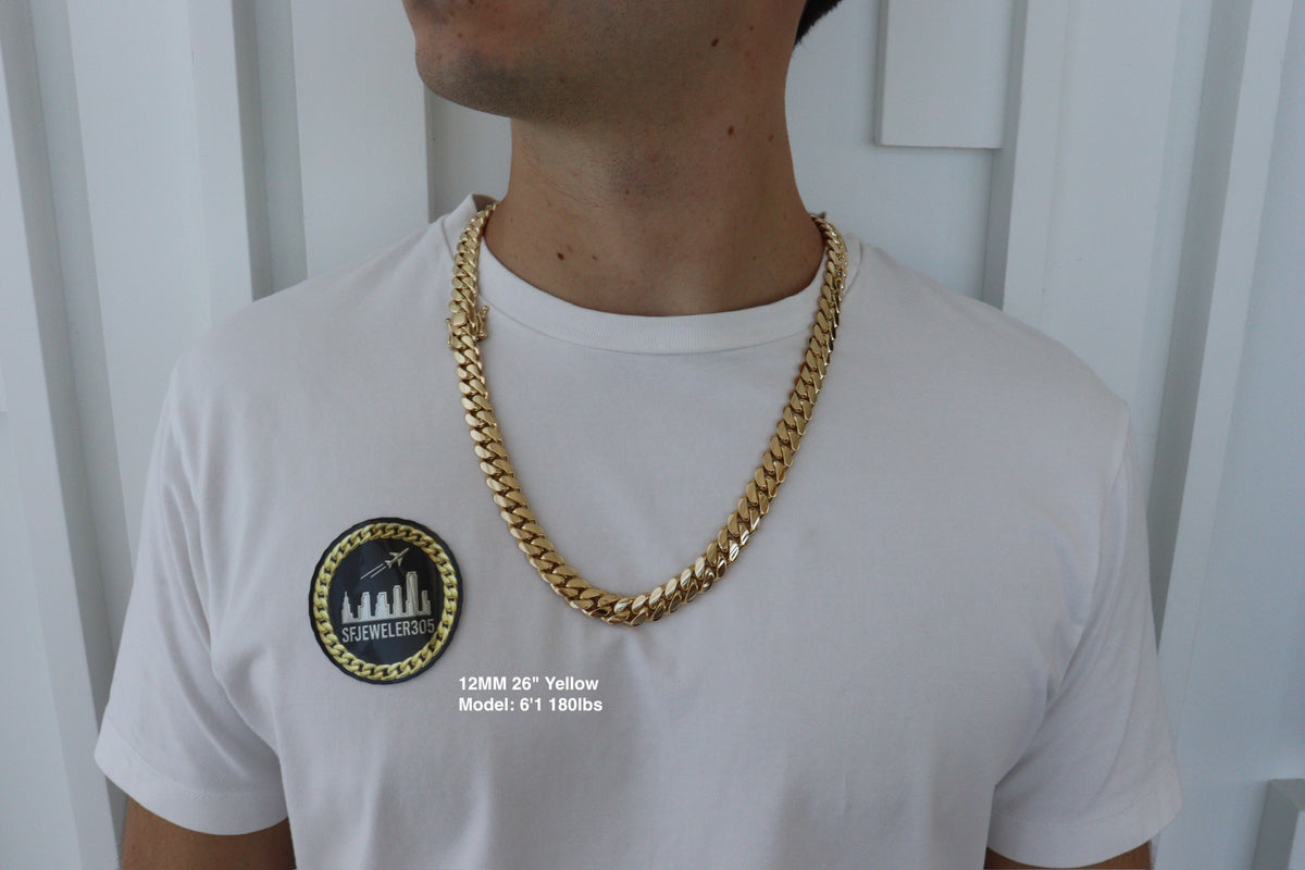 12MM Miami Cuban Link Chain – Premium 14k Gold Over .999 Silver