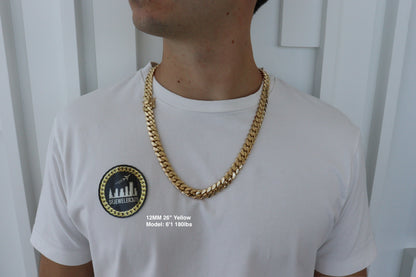 12MM Miami Cuban Link Chain – Premium 14k Gold Over .999 Silver