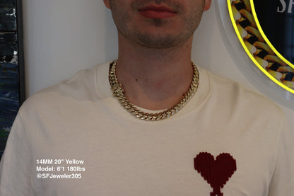 14MM Miami Cuban Link Chain – Premium 14k Gold Over .999 Silver