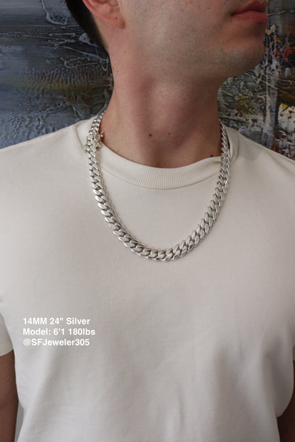 14MM Miami Cuban Link Chain – Premium 14k Gold Over .999 Silver