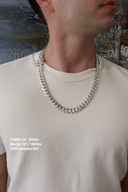 14MM Miami Cuban Link Chain – Premium 999 Silver