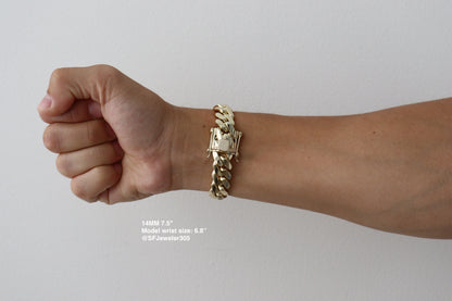 14MM Miami Cuban Link Bracelet – Premium 14k Gold Over .999 Silver