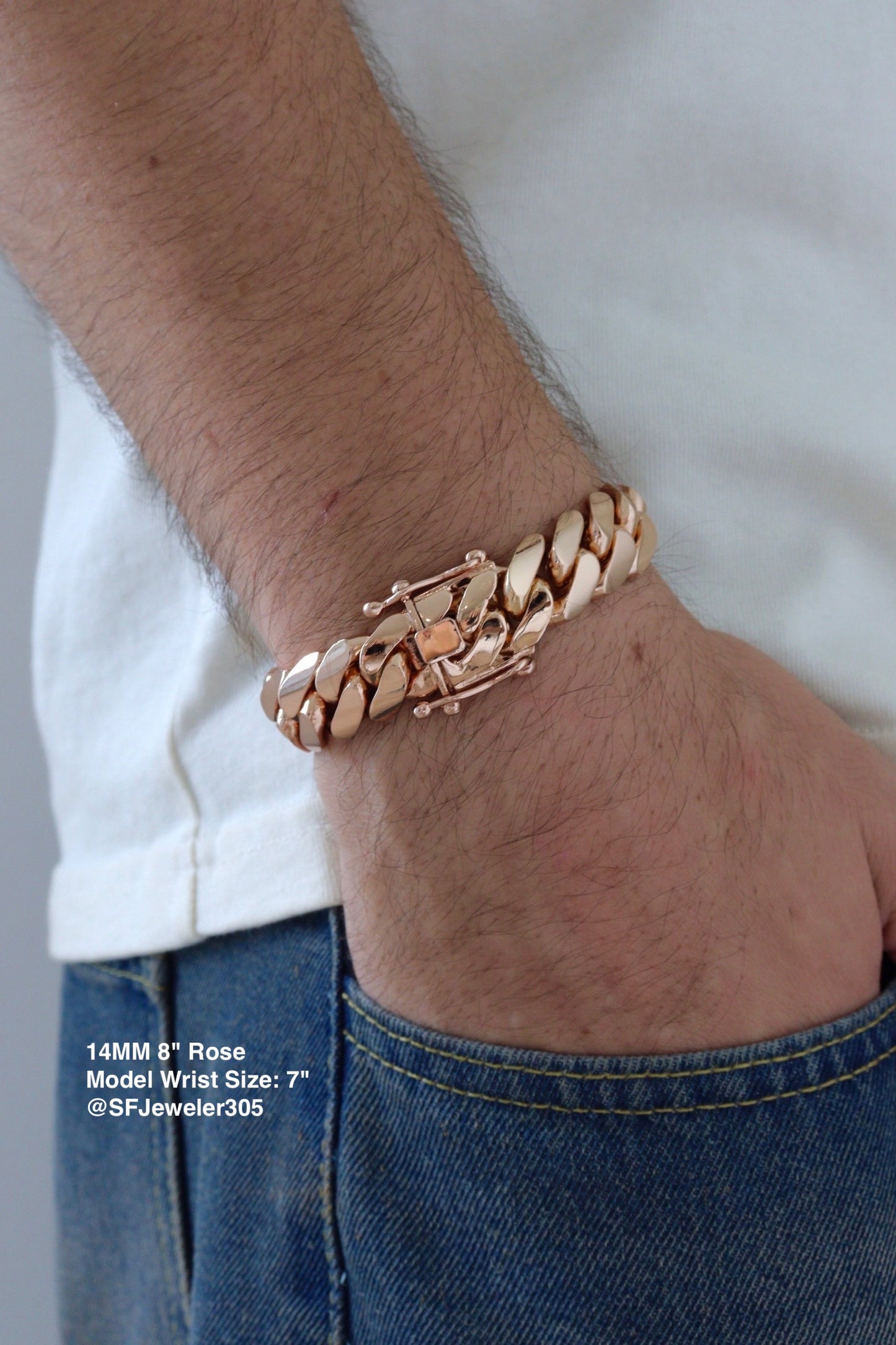 14MM 8” 14K Rose Gold Over .999 Silver - 102 Grams - Inventory