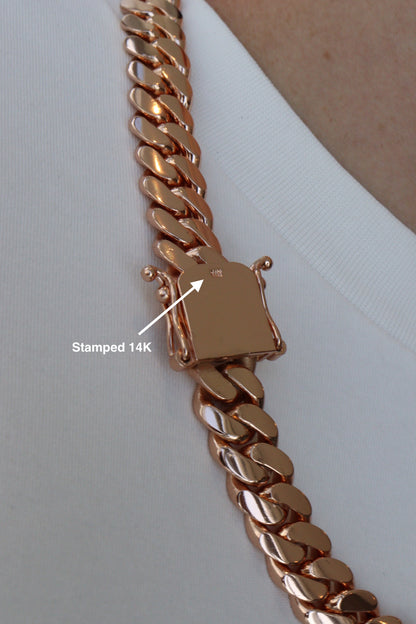 14MM Miami Cuban Link Chain – Premium 14k Gold Over .999 Silver
