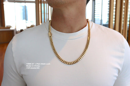 14MM Miami Cuban Link Chain – Premium 14k Gold Over .999 Silver + Sleek Lock