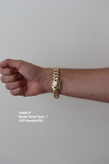 14MM Miami Cuban Link Bracelet – Premium 14k Gold Over .999 Silver