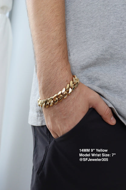 14MM Miami Cuban Link Bracelet – Premium 14k Gold Over .999 Silver